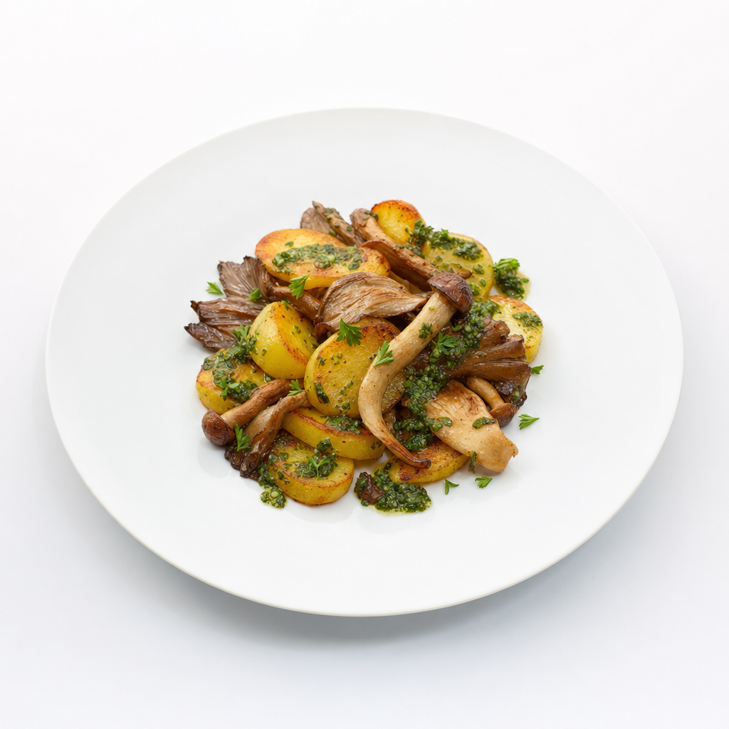 Pilz-Kartoffel-Komposition mit Petersilienpesto – CookWithaFriend