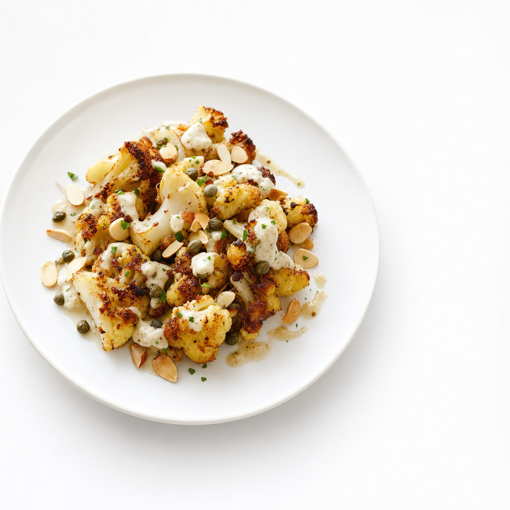 Gerösteter Blumenkohl mit Mandel-Kapern-Emulsion – CookWithaFriend