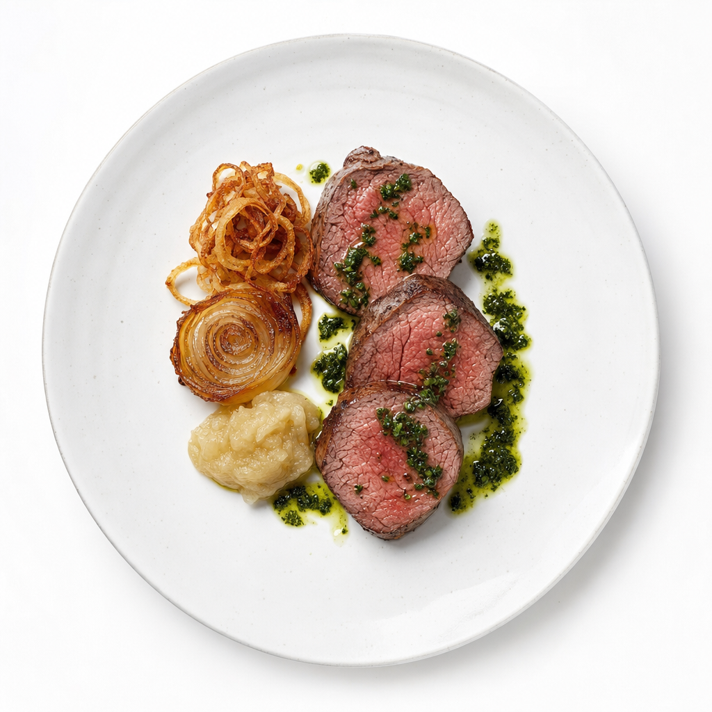 Rinderfilet mit Zwiebel-Trilogie und Petersilienöl – CookWithaFriend
